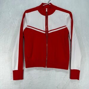 Express x Olivia Culpo Full Zip Sweater‎ Jacket Red White Colorblock Small